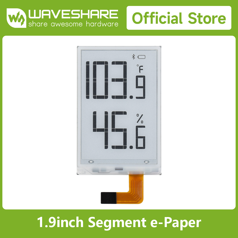 Pi Display - Waveshare 1.9インチ セグメント電子ペーパーディスプレイ Raspberry Pi/Arduino/STM32用、91セグメント、I2Cバス、温度と湿度対応
