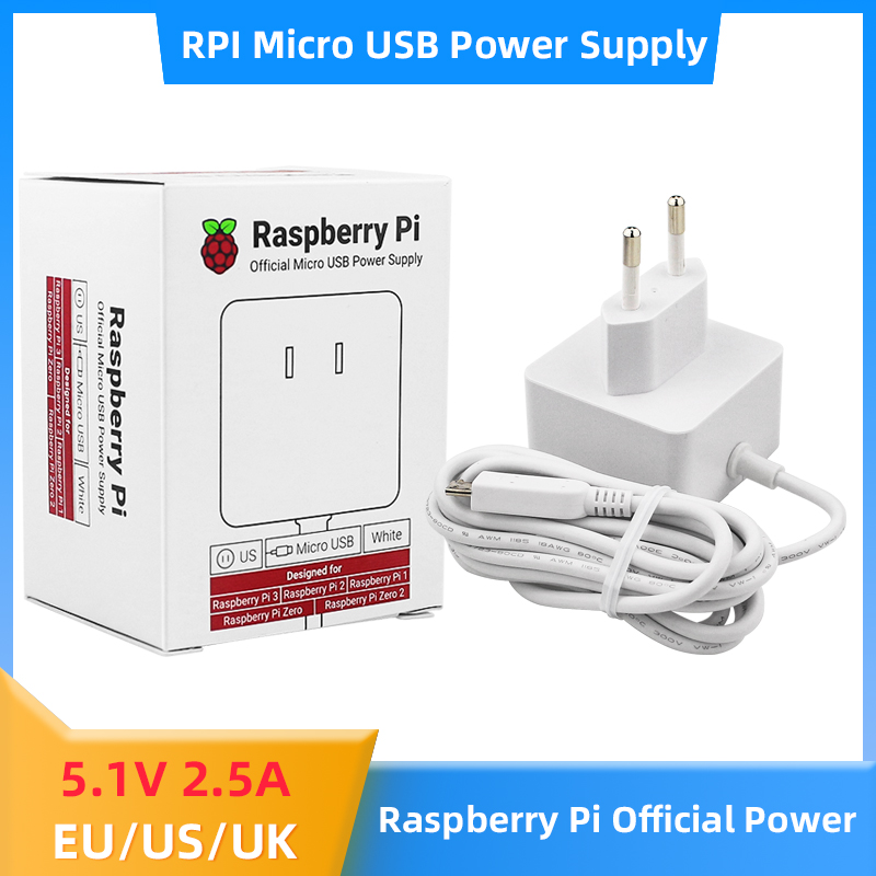 Pi Zero - ラズベリーパイ12.5ワット電源5.1v 2.5Aマイクロusb電源アダプタ18AWGケーブルラズベリーパイ3B + 3Bゼロ2ワットeu米国英国プラグ