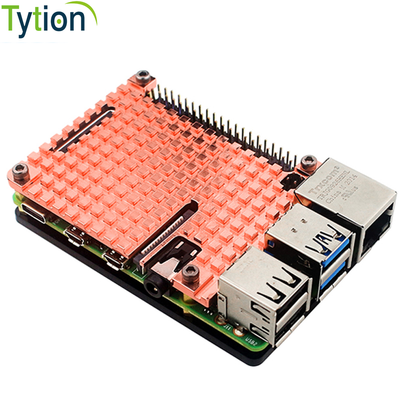 Pi 4 Case - Raspberry Pi 4B 純銅ヒートシンクメタルケースパッシブ冷却シェル 4mm 銅エンクロージャ