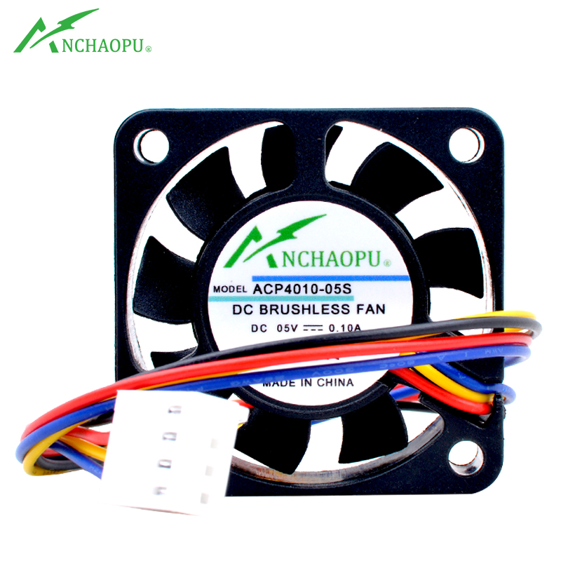 Pi 4 Case - Anchaopu-冷却ファン4cm,40x40x10mm,dc5v 0.10a,4回線,pwm,速度制御,ミニケース付き