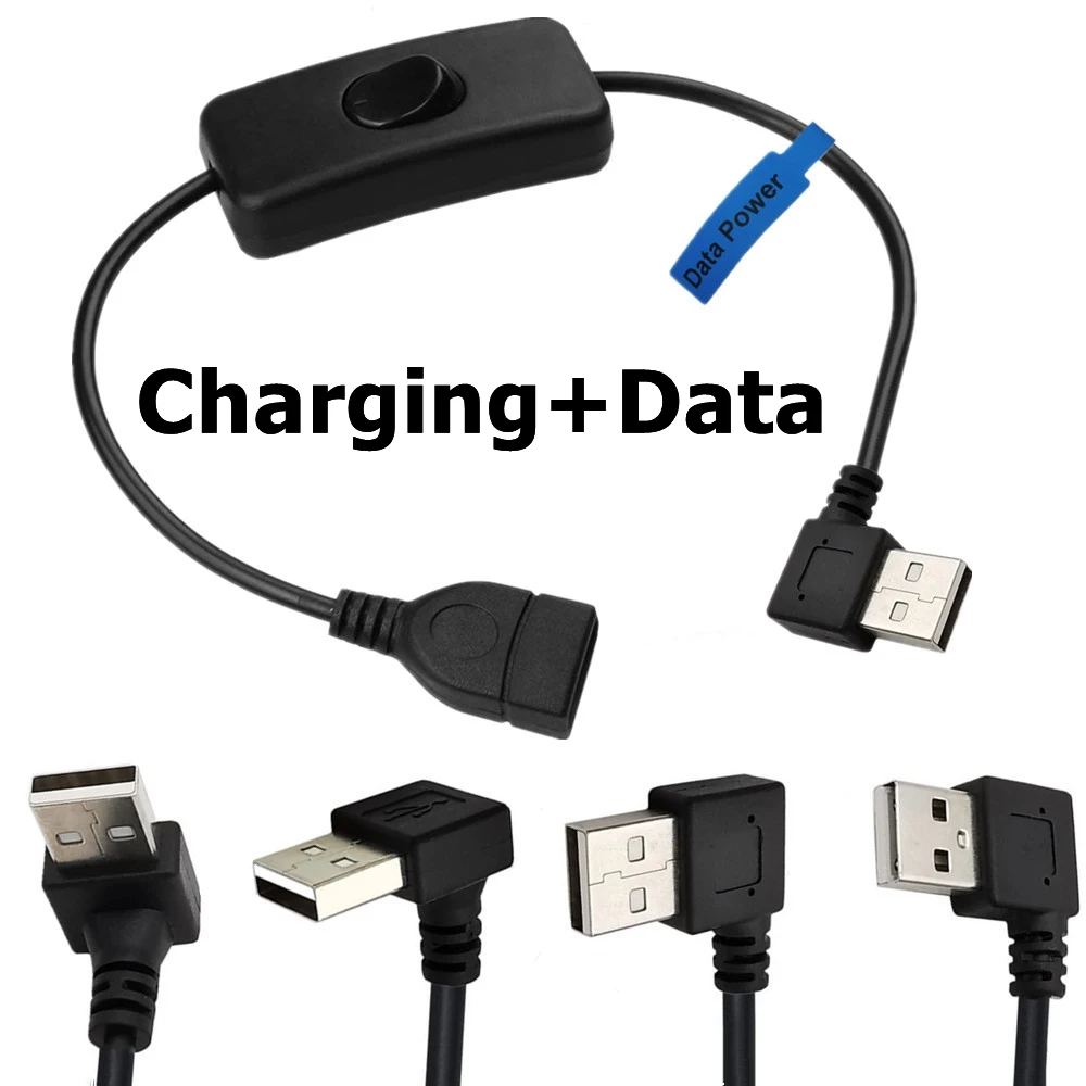 Pi Camera Cable - 90 度 USB オス - メス延長充電データ同期ケーブル、オンオフスイッチ