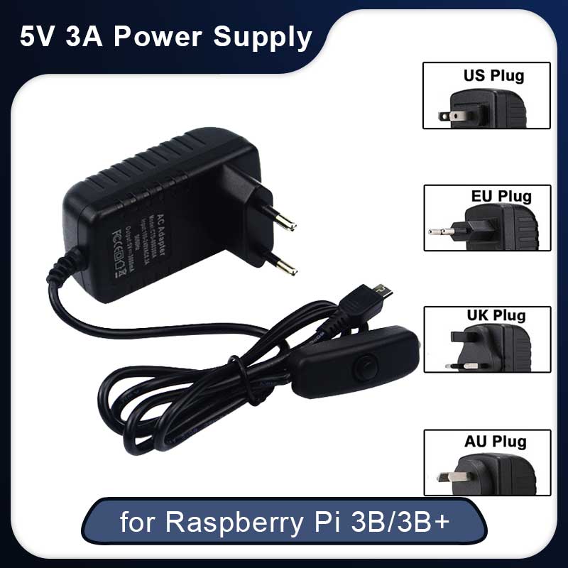 Pi Power Supply - 5V 3A ラズベリーパイ 3 モデル B+