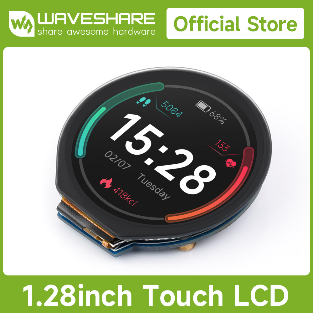 Pi Display - Waveshare 1.28 インチラウンド LCD ディスプレイモジュール、タッチパネル付き、240×240 解像度、IPS、SPI