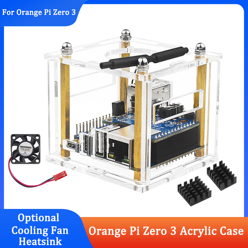 Pi Cooler - オレンジパイゼロ 3 アクリルケース拡張ボード付き透明シェル冷却ファンヒートシンクオプションオレンジパイゼロ 3 用