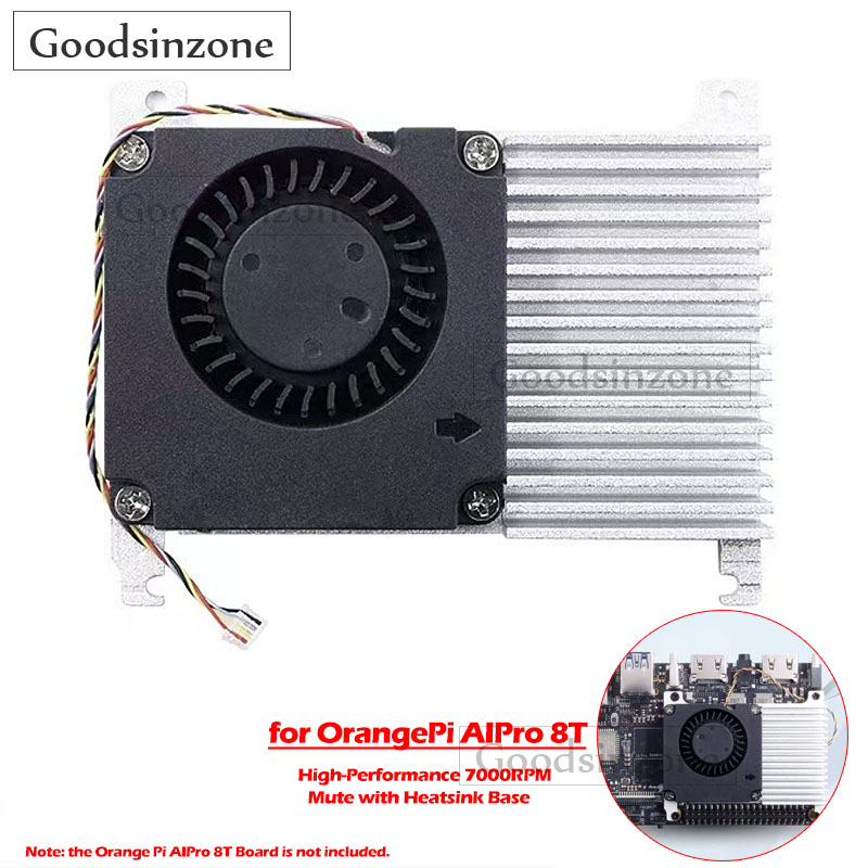 Pi Cooler - Orange Pi AIPro用ヒートシンクベースキット付き冷却ファン - 7000RPMデュアルボールベアリング12Vクーラー（OrangePi AIPro