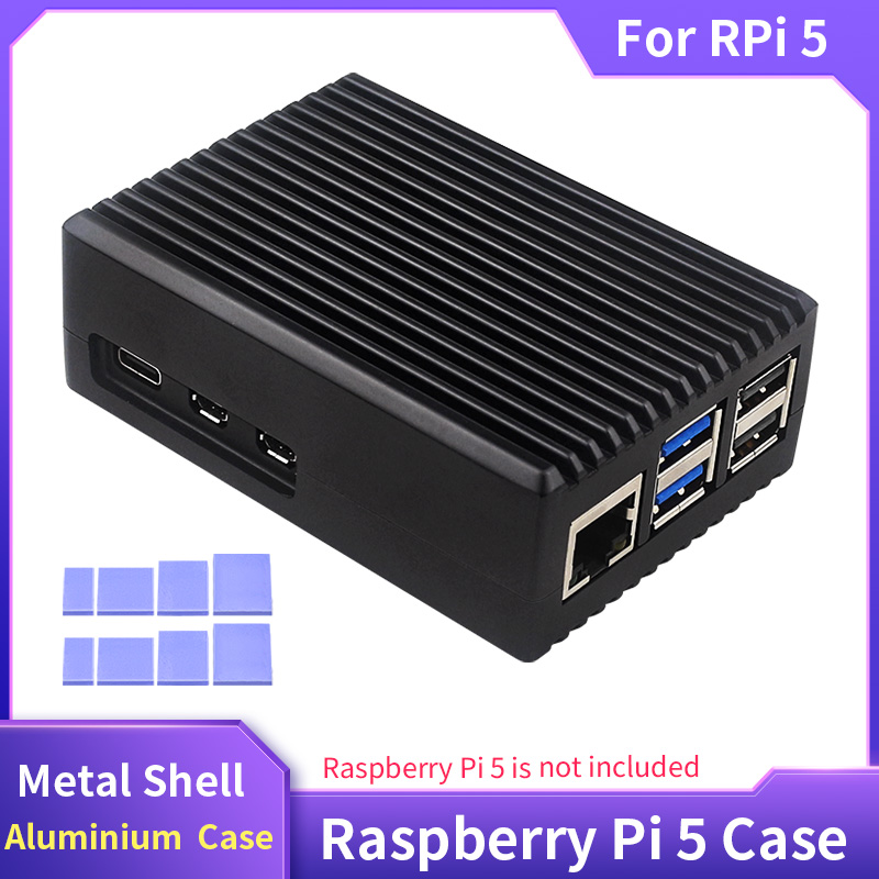 Pi 5 Case - Copiアルミニウム合金ケース,パッシブ冷却,シリコンヒートシンク付き