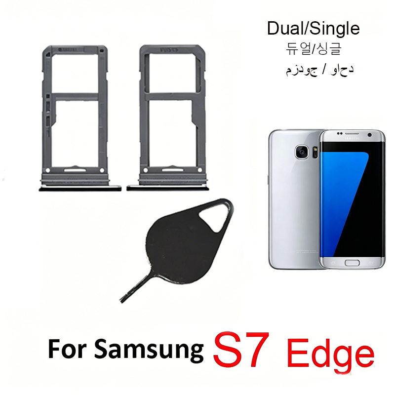 Micro Sd Card - Samsung Galaxy S7 Edge G935 G935F用電話ハウジング、新品SIMカードアダプターとマイクロSDカードトレイホルダー（SIMイジェクトピン付き）