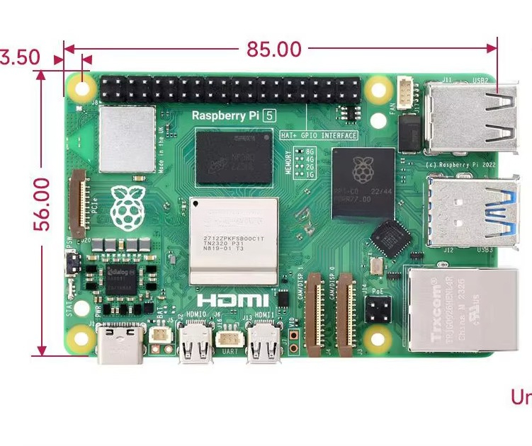 Raspberry Pi 5 - Raspberry Pi 5は、Broadcom BCM2712クアッドコアArm Cortex A76プロセッサを搭載し、RAMは4GB、8GB、16GBです。