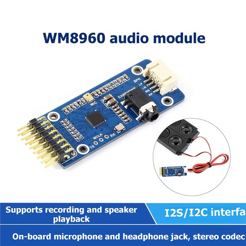 Raspberry Pi 5 - WM8960：Raspberry Pi用、5インチ/7インチLCDディスプレイ対応、2個入りオーディオコーデックモジュール。8Ω 5Wスピーカー内蔵。DIYモニター用。