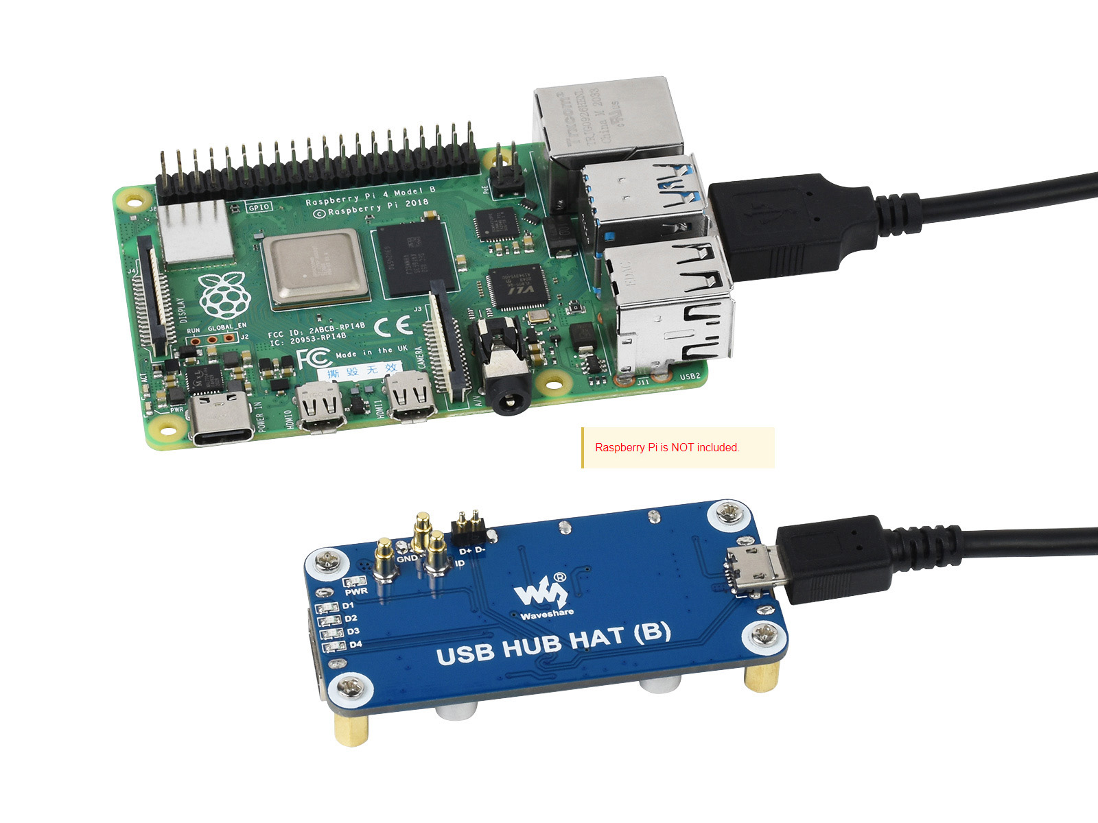 Waveshare USB ハブ HAT (B) 4x ポー - Pi Zero のレビューと価格
