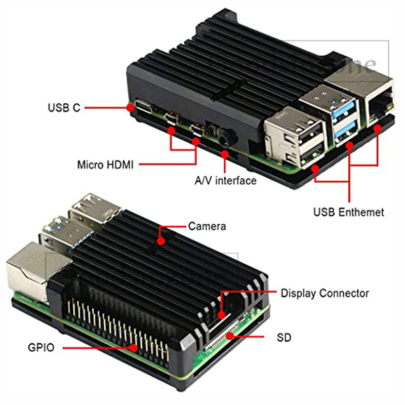 Raspberry Pi 4 Model B用アルミ製筐体、 - Pi 4 Case のレビューと価格