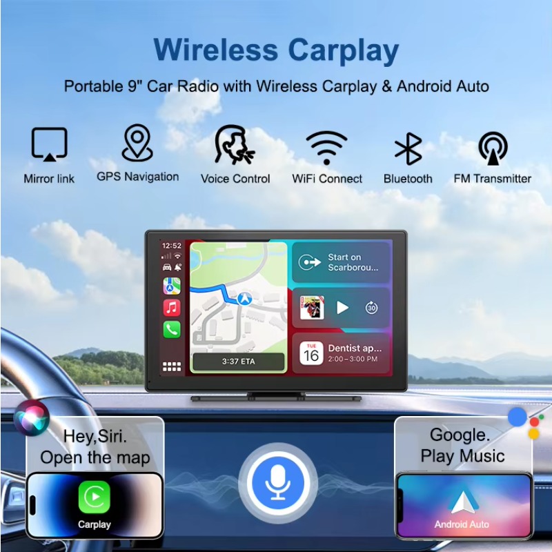 9インチCarplayスマートスクリーンディスプレイ ワイヤ - Micro Sd Card のレビューと価格