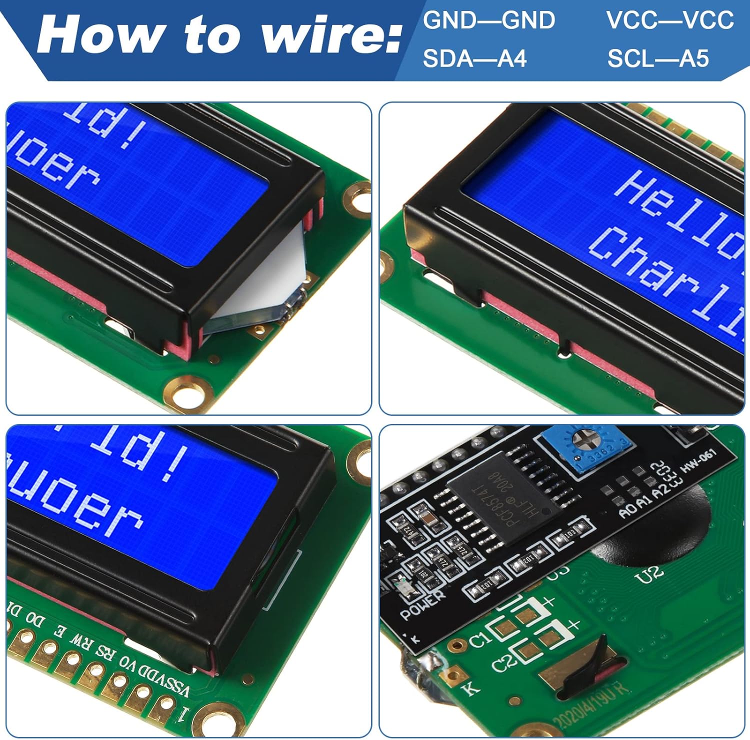 1セット 1602 LCD 20*4 ブルースクリーン I2 - Raspberry Pi 4 のレビューと価格