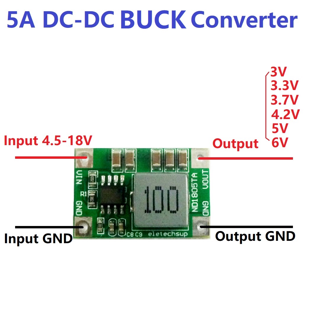 5A降圧型DC-DCコンバーターモジュール。入力電圧4.5～ - Raspberry Pi 4 のレビューと価格