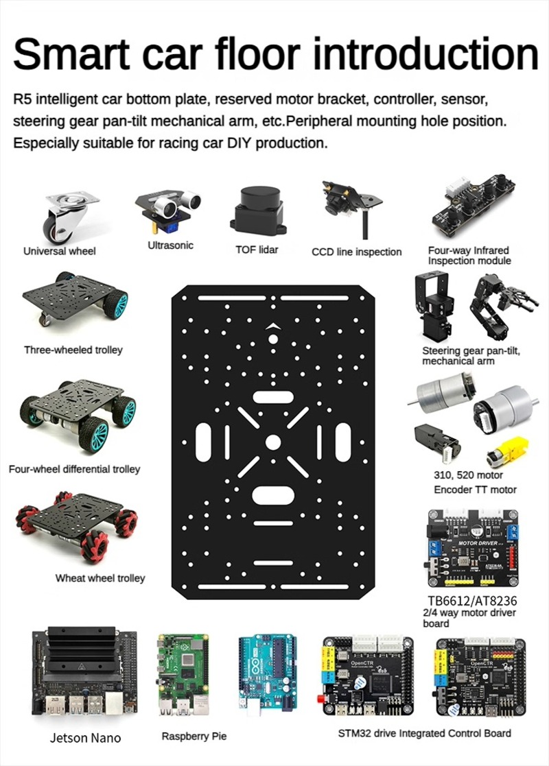 4WDロボットカーシャーシ、TTモーター520または37モー - Raspberry Pi Kit のレビューと価格