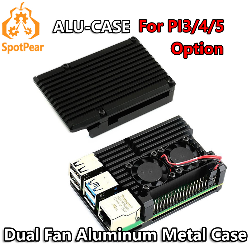 Raspberry Pi5/4/3用デュアルファン付きアルミ - Pi 4 Case のレビューと価格