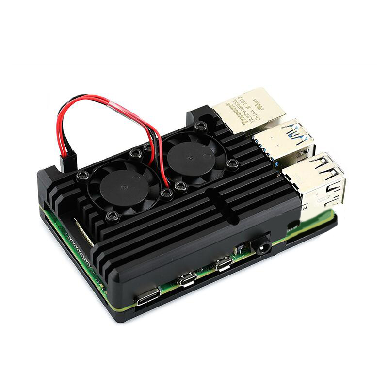 Raspberry Pi5/4/3用デュアルファン付きアルミ - Pi 4 Case のレビューと価格